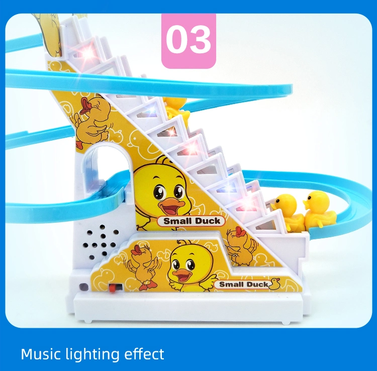Track Slot Toy Battery USB Operated Kids Lights and Music Duck Stairs Climbing Toys